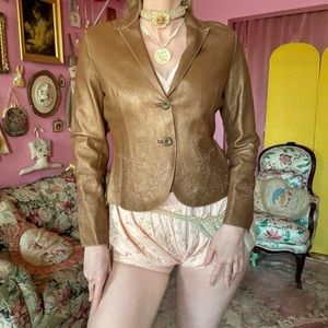 sexy embroidered da vita leather jacket. size m.